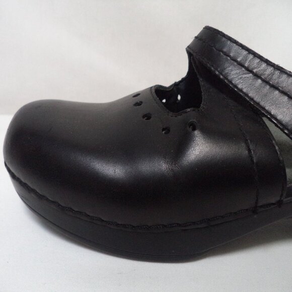 Dansko Susana Leather mules clogs black Comfort Hook Loop straps Size 39 8.5 - 9 - Picture 9 of 12